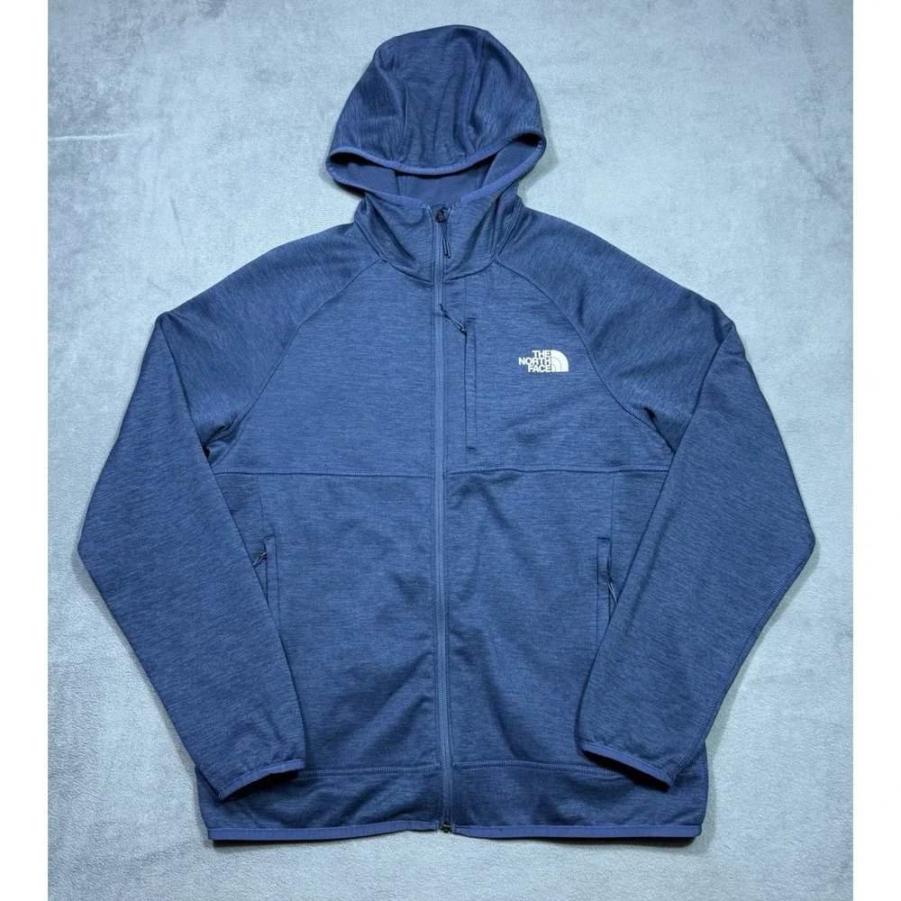 The North Face Hoodie Mens M Canyonlands Full Zip Fleece Navy Heathered Hiking